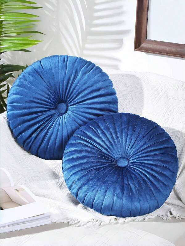 Round Throw Pillow 13.8 Inch Decorative Round Velvet Floor Pillow, Pumpkin Cushion Cushion Cushion Throw Pillow Cushion Is Suitable For Living Room Bedroom Outdoor Use, Daily, Halloween, Christmas Decoration