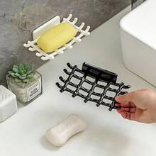 1PC Wall-Mounted Soap Dish With Drain - No-Drill Bathroom Organizer For Soap, Toothbrushes, And More - Durable Plastic Rectangular Design For Modern Bathrooms, Toothbrush Holder | Minimalist Soap Tray | Water Flow Function, Soap Bar Holder Bathroom Accessories Bathroom Tools - Multicolor - View 2
