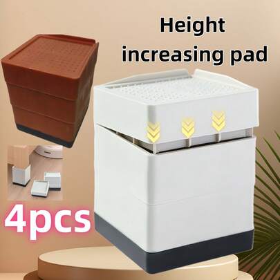 4pcs Detachable & Adjustable Bed Risers, Heavy Duty Furniture Leg Extenders, 4.33"/2.95"/1.57" Square Furniture Lifts, Reusable Plastic Sofa, Table, Chair, Desk And Bed Raisers, Heavy Duty Furniture Risers, Christmas Decor, Room Decor, Christmas, Home Christmas Decor, New Year