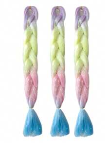 1/3pcs Shiny Sequin Braided Wig, 24 Inch Pre-Stretched Synthetic Metallic Fiber Ombre Hair Extensions, Braid Hair Accessories, Suitable For Women & Girls Attending Music Festivals - Multicolor - View 20