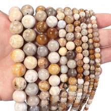 1 件菊花玛瑙（珊瑚玉）串珠项链，4/6/8/10/12 毫米天然石珠 - 淺咖色 - 查看 3