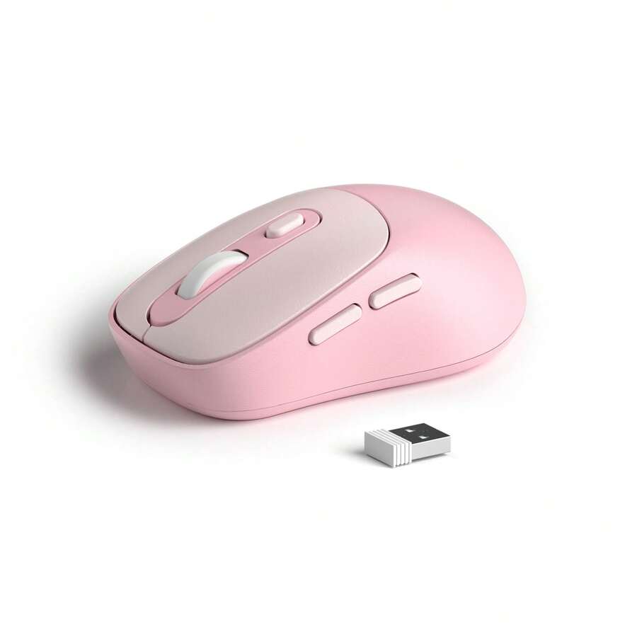 MAGEEGEE 2.4G Laptop Mouse With USB Receiver, Ultra-Thin Travel Mouse Compatible With MacBook Air/Pro, IPad, Tablets - Pink - View 1