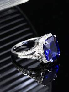 1pc S925 Silver Middle Eastern Style Ring For Men/Women, Inlaid With Lab-Created Gemstones, Luxurious And Elegant, Suitable For Banquet, Party, Graduation Season, Birthday Gift, Father's Day Gift