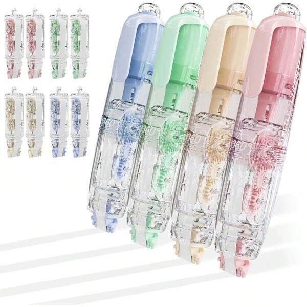 1/4PCS New Back To School Product - White Correction Tape, 6mm Stretchable White Tape, Cute Colored Correction Tape, Suitable For School Office Supplies, Home Office, Office Supplies, Smooth And Fast Drying.