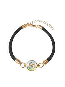 Bluey 1 pieza Pulsera de aleación con diseño de la familia y amigos de la caricatura Blueys, accesorio decorativo de fiesta, accesorio del perro Bluey Bingo, apto para uso diario