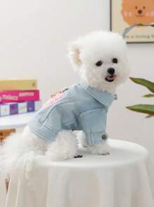 1 pieza Ropa para mascotas para perros y gatos, caniche, teddy, perros pequeños y cachorros, ropa exterior cómoda, elegante y linda