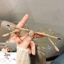 1pc Ladies Level Student Light Mặt tròn Hiển thị Mặt phẳng Gương phẳng Khung trơn - cà phê sữa - Xem 1