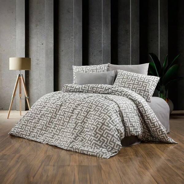 Hergestellt in der Türkei - 4-teiliges Doppelbett-Bettwäsche-Set - 1 Stück 200x220 cm Bettdecke, 1 Stück 160x200 cm Spannbettlaken, 2 Stück 50x70 cm Kissenbezüge - 70% Baumwolle 30% Polyester - farbbeständig & atmungsaktiv