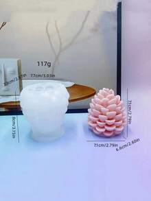 1 件圣诞系列松果形硅胶模具，DIY 香薰蜡烛硅胶模具 - 白色 - 查看 2