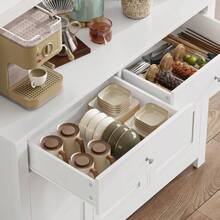 72" Kitchen Pantry Hutch Cabinet With 2 Drawers Microwave Storage Cabinet With Glass Doors And Adjustable Shelves White - trắng - Xem 7