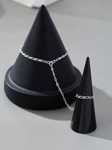 1 Pc Minimalist Beaded Chain Linked Finger Ring