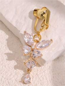 1 件简约时尚无穿孔蝴蝶假肚脐环，铜方晶锆石吊坠肚脐穿孔首饰 - 蝴蝶型 - 查看 7