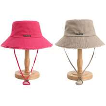 Korean Style Frayed Metal Letter Bucket Hat, Washed Vintage Rose Red Outdoor Hiking Sun Protection Cap For Women,Holiday,Travel - Hot Pink - View 26