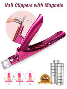 磁性指甲钳,亚克力指甲钳,人造指甲修剪器,锋利刀片美甲修脚工具,适用于美甲沙龙和家庭美甲,可调节磁性指甲钳,适用于亚克力指甲 - 玫瑰红指甲钳,美甲工具,指甲护理用品 - 玫紅色 - 查看 7