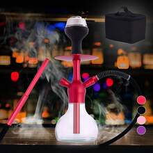 Shisha 水烟套装便携式水烟，包含所有配件，便携式布袋，14 英寸单管水烟，耐用硅胶水烟碗，水烟配件，旅行水烟，迷你水烟，高品质节日礼物 - 均碼 - 查看 10