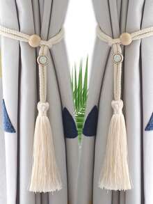 2Pcs Flower Curtain Clip Simple Tassel Curtain Buckle Tiebacks Adjustable Ball Shape Curtain Rope Creative Gauze Curtain Strap Room Accessories Gifts Birthday Graduation - Multicolor - View 13