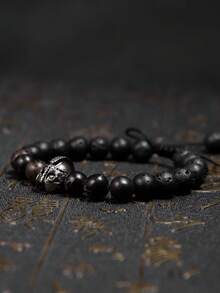 Brazalete de casco de hombre, brazalete de gladiador espartano, brazalete de guerrero de piedra natural ajustable de macramé - pulsera espartana - Ver 7