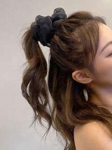 1 件法式简约柔软雪纺褶皱发圈、发带、发饰、发圈、休闲 - 髮圈 - 查看 10