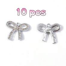 10 件/包全水钻心形吊坠 DIY 珠宝配件，适合 DIY 手链、项链、女士耳环、项链、手链、脚链，是日常佩戴的完美礼物