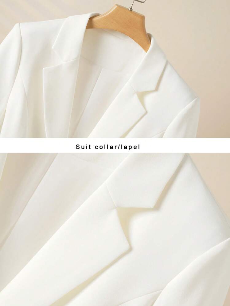 Blazer de mujer de unicolor elegante y de moda, adecuado para ocasiones casuales y profesionales - Blanco - Añade 3