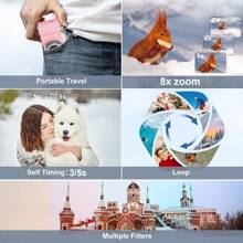 高清数码相机,180°翻盖拍摄数码相机,8倍变焦数码相机,自动对焦4800万像素高清摄像机,防抖,适合初学者和成人,数码高清相机