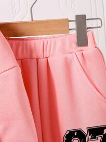 Ensemble sweat-shirt à capuche et pantalon de jogging imprimé numérique pour préadolescentes - Rose bonbon - Voir 6