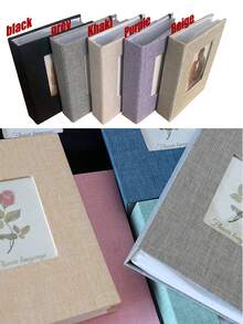 1 Linen Photo Album - Premium Display Window With Acid-Free Pages, Holds 26 Inner Pages 100 Photos 4x6/5x7/8*10 Photos - Perfect For Family Memories, Wedding Keepsakes, Anniversary Gifts - Scrapbook Albums - Memory Books - Photo Storage - Gift Albums - Home Decor Essentials - Multicolor - View 5