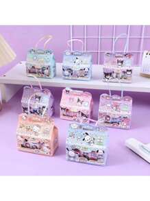 Sanrio 1 Box Of Sanrio Kuromi 5-In-1 Paper Tape, Parcha Dog Big Ear Dog DIY Material Sticker, Meileti Handbag Sticker, Cartoon Handbag Sticker Tape, Small Gift Box, Children's Girl Reward Gift, Paper Handbag Sticker, Drawing Paper Tape, Student Creative DIY Tape