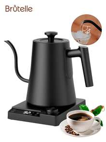 Brutelle 电鹅颈壶咖啡壶恒温电水壶热水锅炉倒茶壶1200瓦快速加热电茶壶自动关机一键保温不锈钢材质1000ML黑色 - 英規插(220-240V) - 查看 3