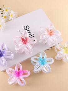 1 Stücke/7 Stücke geometrisches Muster Party süße Streetstyle Cut Out Farbverlauf Frangipani ABS Kunststoff Haarklammer Kombi-Set, sommerlicher Strandmode Haaraccessoires für Frauen Haarklammern, Haarspangen, Haarklammern, Haarklammern, Haarklammern, Haarklammern, Haarklammern, Blumen für Urlaubsoutfits Frau