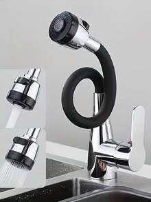 360° Swivel Flexible Kitchen Faucet - Single Handle Hot And Cold Water Mixer Tap, Polished Chrome Surface, Ceramic Valve And Base Mount, Suitable For Modern Kitchen/Bathroom - Multicolor - View 6