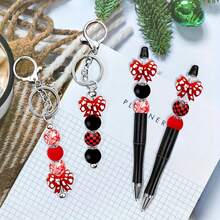 25/28/64pcs Wavy Dot Bow Silicone Bead Set - Perfect For DIY Keychain, Bracelet And Pen Accessories | Multiple Colors And Patterns, Keychain Accessories | Smooth Surface Beads - Beads & Bead Combinations - Bow Series - View 6