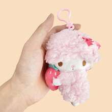 MINISO Strawberry Plush Piano Ornament, Fluffy Shape+Strawberry Elements, Hanging Keys, Bags, Friends' Birthday Gifts, Holiday Gifts (1 PC) - Pink - View 7