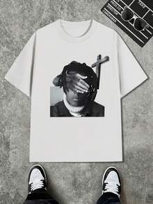 Y2K Ropa de Calle Cómoda para Todas las Estaciones, Camiseta de Manga Corta con Cuello Redondo y Estampado de Letras Inglesas Cruzadas, Estilo de Calle para Hombres, Moda Casual Versátil para Hombres y Mujeres, Camiseta Deportiva de Cuello Redondo y Manga Corta - Blanco - Ver 1