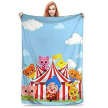 Plims Knitted Blankets Coral Fleece Plush Cartoon Clown Lightweight Thin Throw Blanket For Bedroom Sofa Bedroom Quilt.Jpg