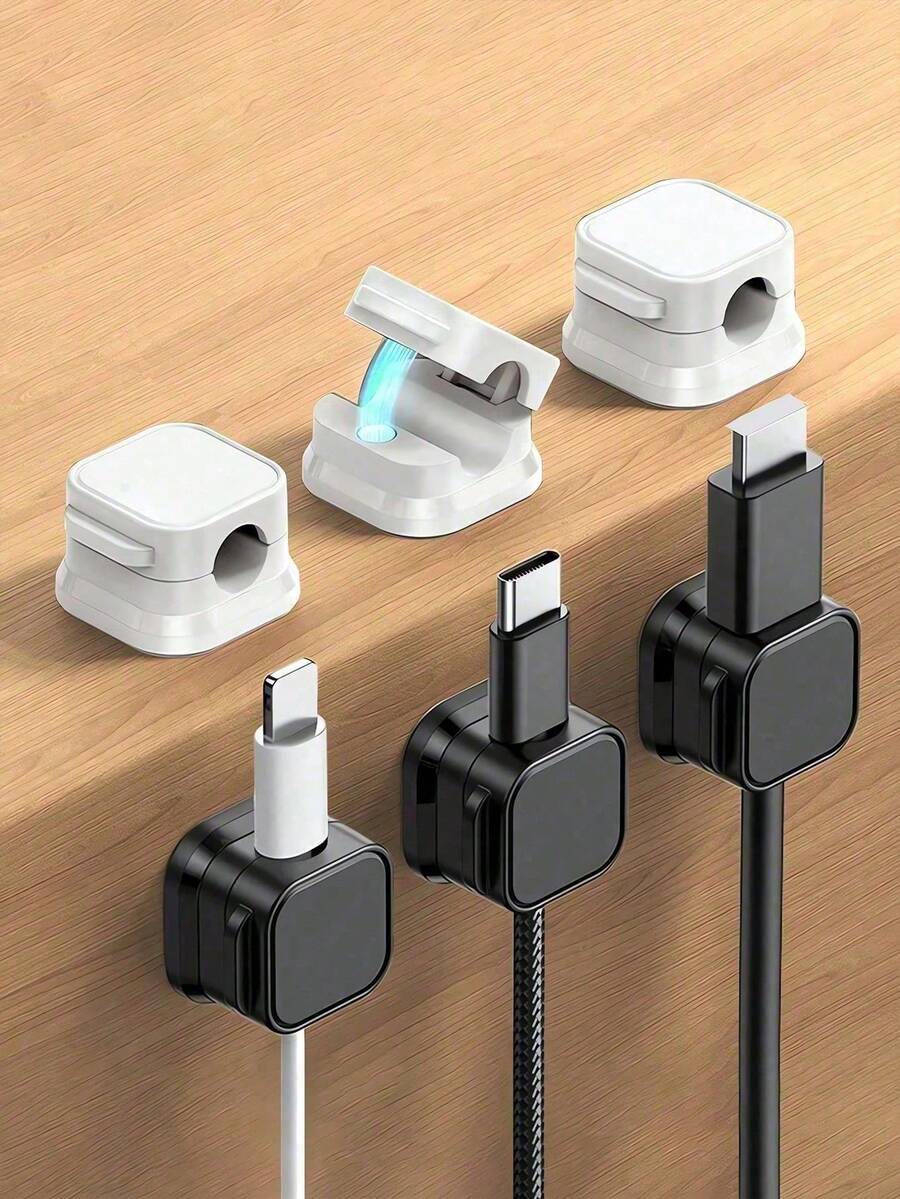10pcs Multi-Functional Cable Clips, Space-Saving Magnetic Cable Organizers (Suitable For Office Desks), Magnetic Cable Clips, Adhesive Cable Clips, Under Desk Cable Concealer, Cable Management, Cable Organizer Clips, Cable Organizer Clips, Desktop Cable Organizer Clips, Charging Cable Clips, Nightstand Cable Organizer Clips, Self-Adhesive Cable Management For USB Cables/Power Cords/Wires, For Car And Office, Home And Office - Multicolor - View 1