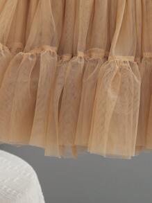 年轻女孩纯色薄纱泡泡裙，芭蕾舞蹈角色扮演芭蕾舞裙