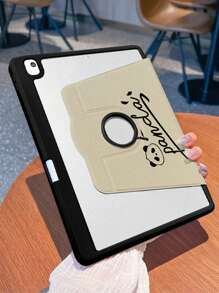 1 Piece, Cartoon Panda Rotatable IPad Protective Case, Crystal Transparent Acrylic Hard Shell, Thickened Silicone Anti-Collision, Automatic Wake-Up/Sleep, With Pen Slot, Anti-Fall Thin, Suitable For IPad 10th/9th, Pro 11 2024/Ipad 11 2025 Cheap And Practical, Hollow On The Back Can Be Seen Logo Design