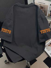 Teenager Jungen Tokyo Muster Grafik T-Shirt, Kurzarm Auto Muster, Rennstimmung, Urbaner Stil