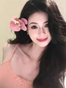 1 件花朵甜美仿真蝴蝶兰花刘海发夹头饰非常适合拍照、海滩派对装饰优雅美丽的情人节礼物、爪夹、发夹、发夹、发夹、发夹 - 彩色 - 查看 8