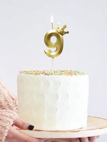 Latest Gold Shell Crown Numbered 0-9 Birthday Anniversary Party Cake Decorative Candles - Gold - View 11