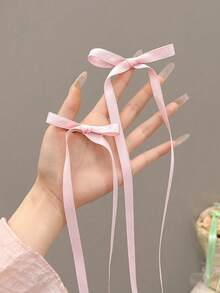 10pcs/Pack Girls' Polyester Colorful Bow Hair Clips, Lace, Elegant, Ballet, Y2K Fairy Style Hair Accessories, Suitable For Daily Wear (Random Colors) - Multicolor - View 7