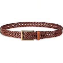 Cinturón de metal trenzado con cordones para hombre de 1 1/4 pulgadas - Bronceado - Ver 6
