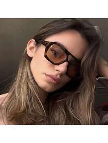 New Arrival High-End Square Double Beam Fashion Glasses Women Retro Personalized Ocean Film Fashion Glasses Shades Beach Accessories Beach Accessories For Women Glasses Shades For Summer Beach Vacation, Outdoor, Travel