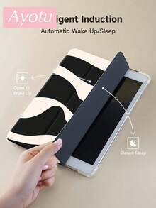 Ayotu Black & White Striped IPad Case, Compatible With 10.2-Inch IPad (9th/8th Gen) 2021/2020, Compatible With Samsung Galaxy Tab A8 10.5-Inch 2022, Compatible With Huawei MatePad 10.4/Tab, With Pencil Slot, Auto Sleep/Wake Function, Fashionable Protective Cover - Multicolor - View 5