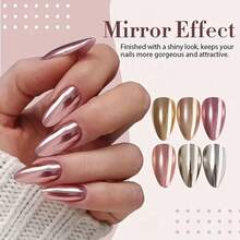 6 Peças Conjunto de Pó de Unha Cromado Efeito Pérola Branca Y2K, Pó Metálico Prateado de Efeito Espelhado Holográfico para Unhas de Resina e Arte de Unhas, Decoração de Argila Macia - Multicolorido - Visão 5