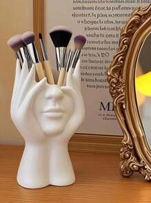 1pc Minimalist Female Beauty Face Makeup Brush Storage, Vase, Suitable For Home Decor, Bedroom Decor, Office And Students, Storage,Wedding Decor,House Decor,Jewelry Organiser,Party Decorations,The Best Gift