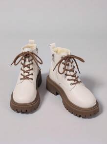 2025 Autumn/Winter New Women's Shoes, Warm Women's Boots, Fashion Versatile Casual Women's Shoes, Leather Ankle Boots, Flat Short Boots, Lace-Up Side Zipper Women's Boots, Classic Boots, Ladies' Shoes