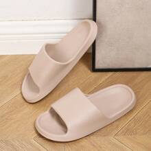 [Thin Sole] New Fashion Versatile Leather Striped Faux Leather EVA Slide Sandals, High-End Leather Texture Minimalist Ins Style, Suitable For Home, Bathroom, Outdoor Wear, Guest Slippers, Lightweight Comfortable Soft Breathable