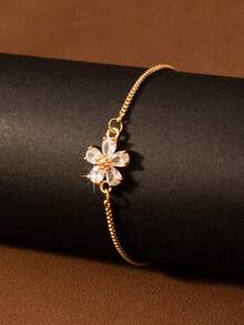 Teenager Luxury Style Flower Shaped Adjustable Bracelet Sweet Suitable For Daily Wear - one-size - View 2